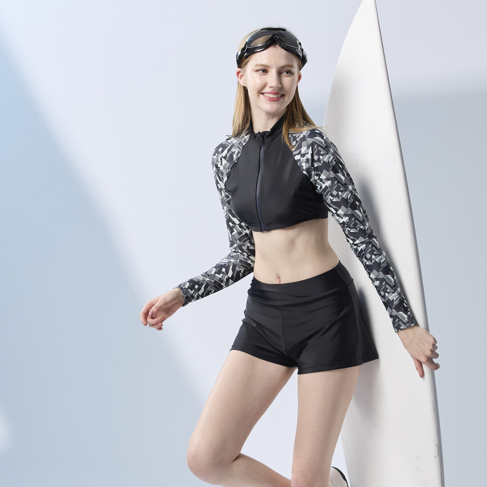 MONINA MIT Girls long-sleeved two-piece swimsuit Limited edition diving essential -M, , large