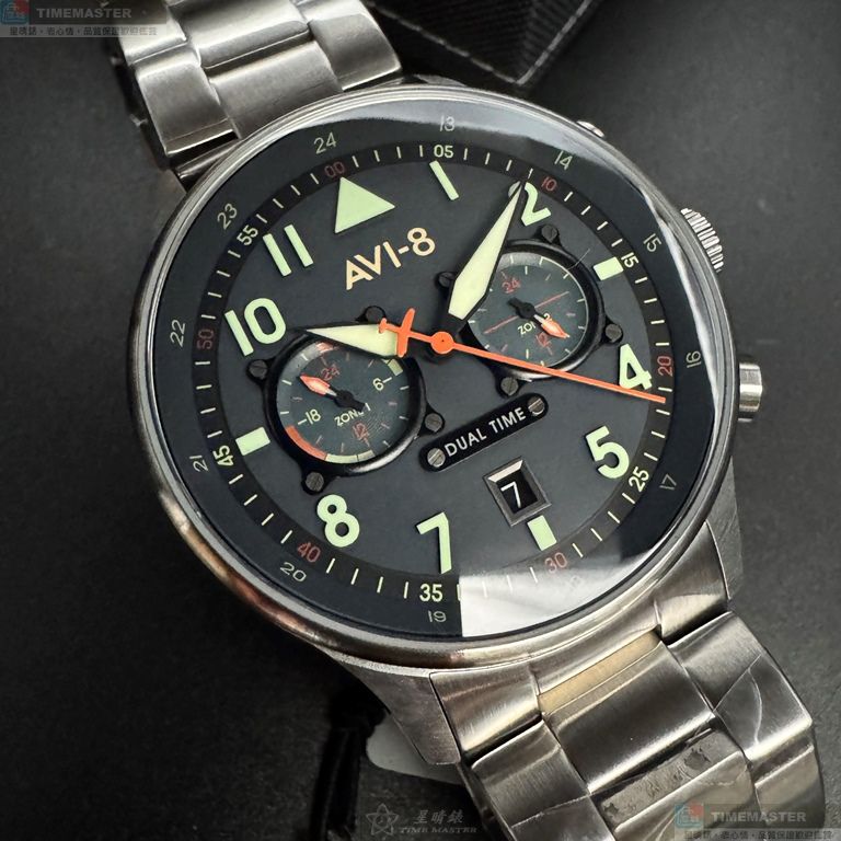 [星晴錶業]新品牌手錶,44mm,AV52665藍綠色錶面銀錶殼銀色精鋼錶帶款, , large
