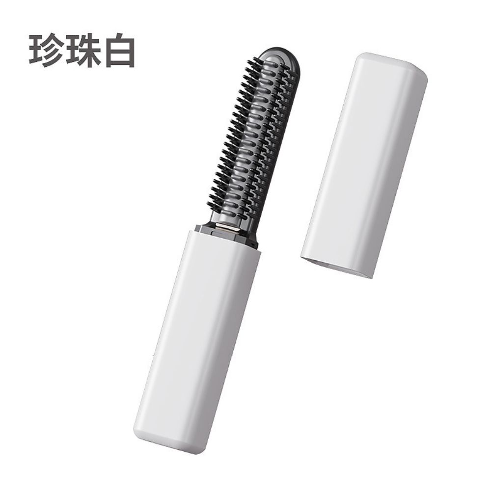 無線充電迷你直髮梳 劉海蓬鬆造型｜直捲兩用電熱梳｜隨身便攜款, , large