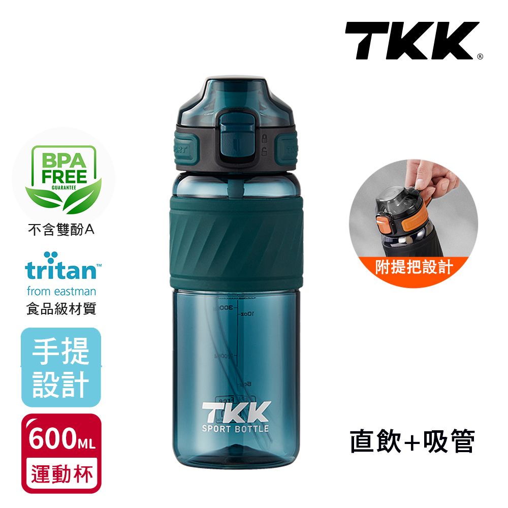 【TKK】美國進口Tritan 哈崙系列 手提式 直飲+吸管 運動水壺 隨身杯 600ML-風鈴紫, , large