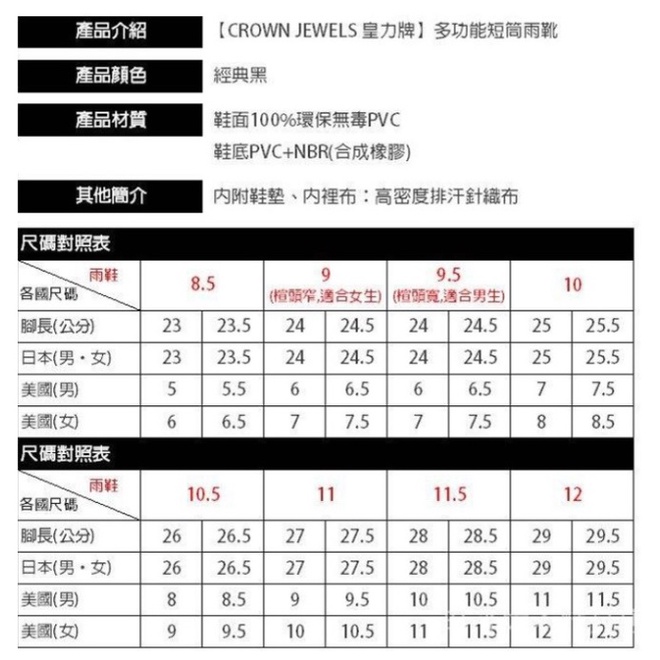 【周周生活】皇力牌短筒雨鞋｜防水防滑｜安全登山工作鞋, , large