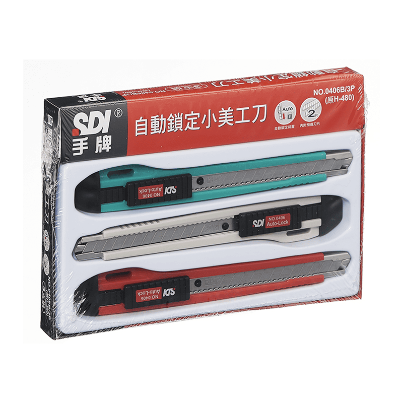 SDI自動鎖定小美工刀3入0406B, , large