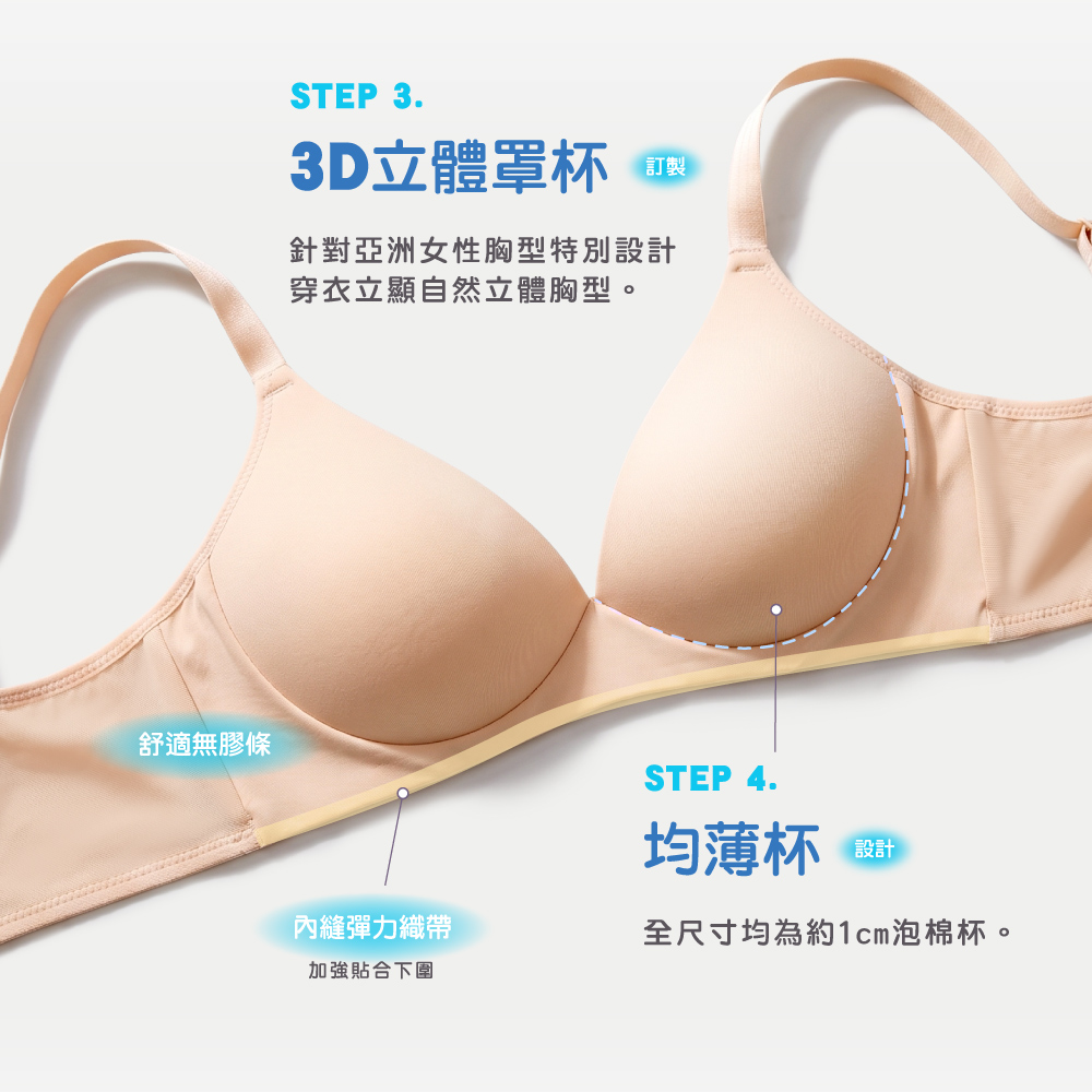 可蘭霓Clany 台灣製吸濕排汗無痕無鋼圈美型 S-2XL/Q 減壓內衣 膚色 6961-11, , large