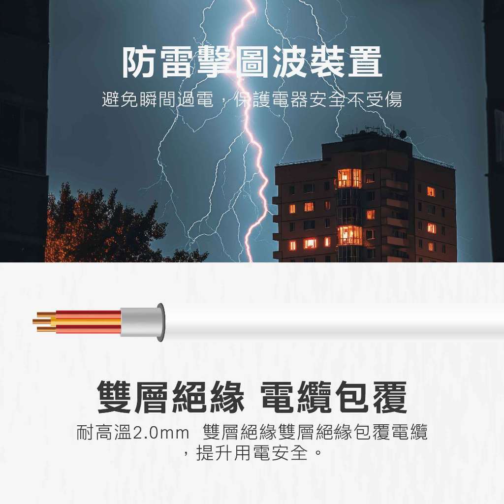 《台灣製》9尺延長線插座\防雷\ 三孔插座\扁頭插頭 \過載保護 安全設計 耐用不打結 SLife 居家延長線, , large