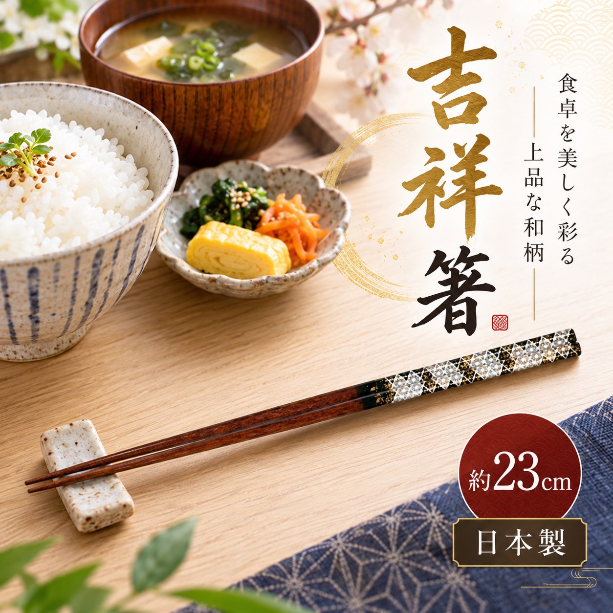 【HIYASU日安工坊】日本工藝箸-吉祥 23cm, , large