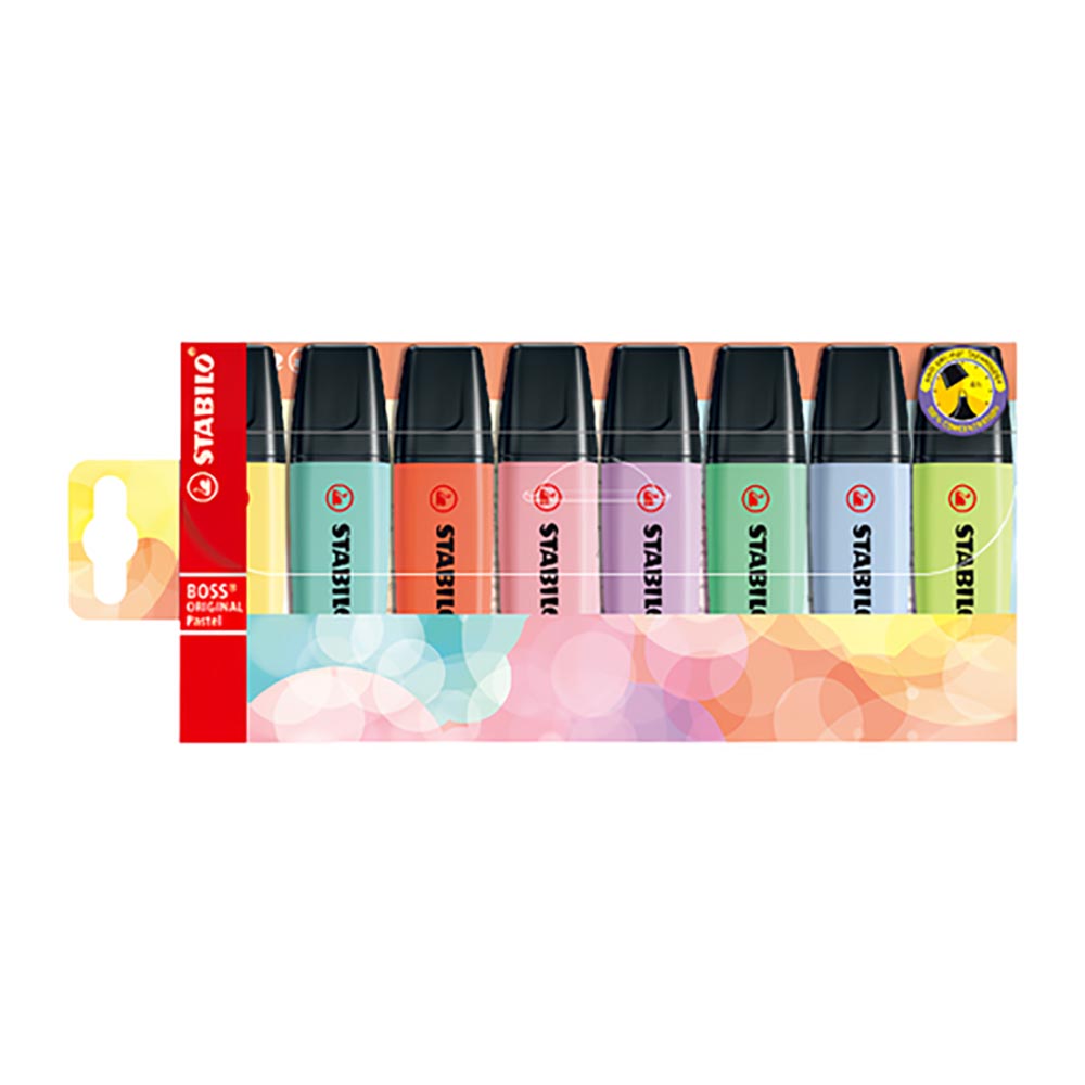 STABILO 德國 思筆樂 BOSS ORIGINAL Pastel 波士馬卡龍色經典螢光筆 8色組 /盒 ST70/8-3, , large