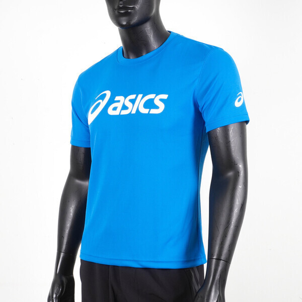 Asics 男女 短袖 T恤 運動 透氣 吸濕 快乾 抗UV 台灣製 延續 藍 [K31415-43], , large