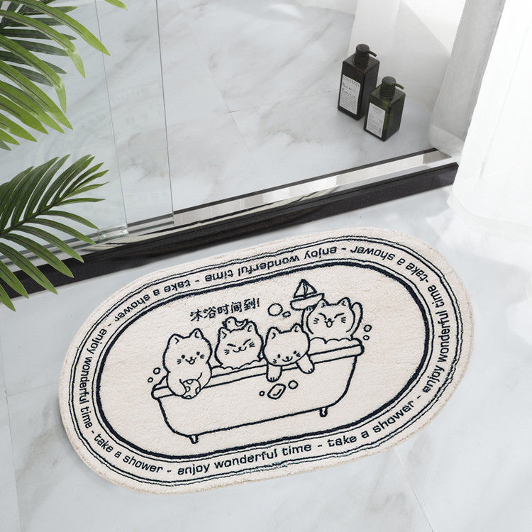 仿羊絨吸水地毯 【多款可選】50*80CM 橢圓形地毯 簡約時尚 北歐現代 地墊 浴室 臥室 客廳 仿羔羊 仿羊毛 地毯 保暖地, , large