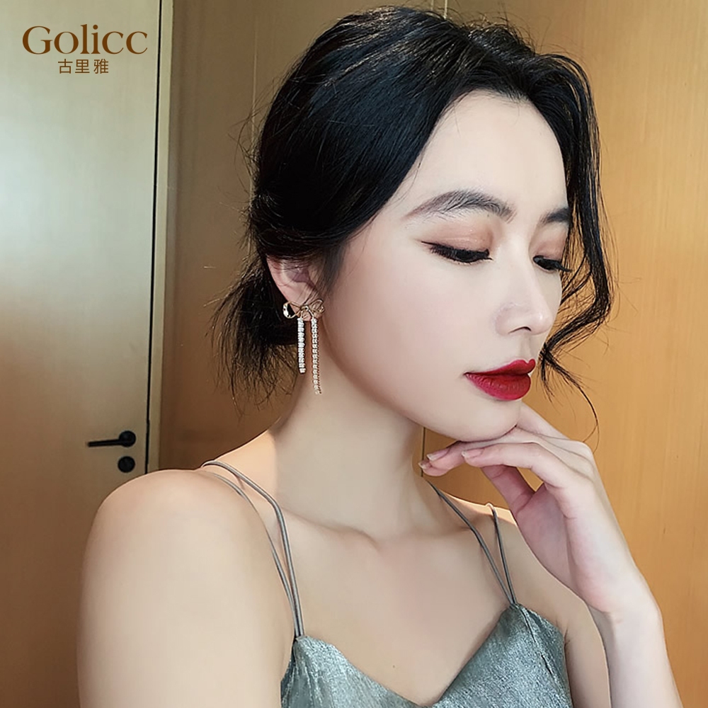 【Gulicc 】古莉可 耳環 蝴蝶結長款流蘇耳環, , large