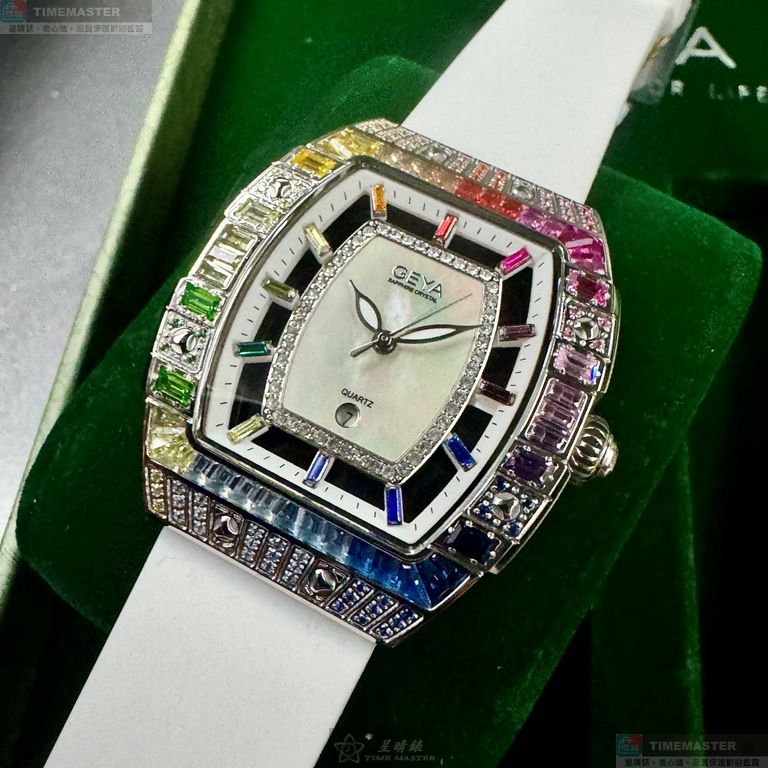 [星晴錶業]GEYA手錶,36mm, 44mm,G76221LWW白色錶面銀錶殼白矽膠錶帶款, , large