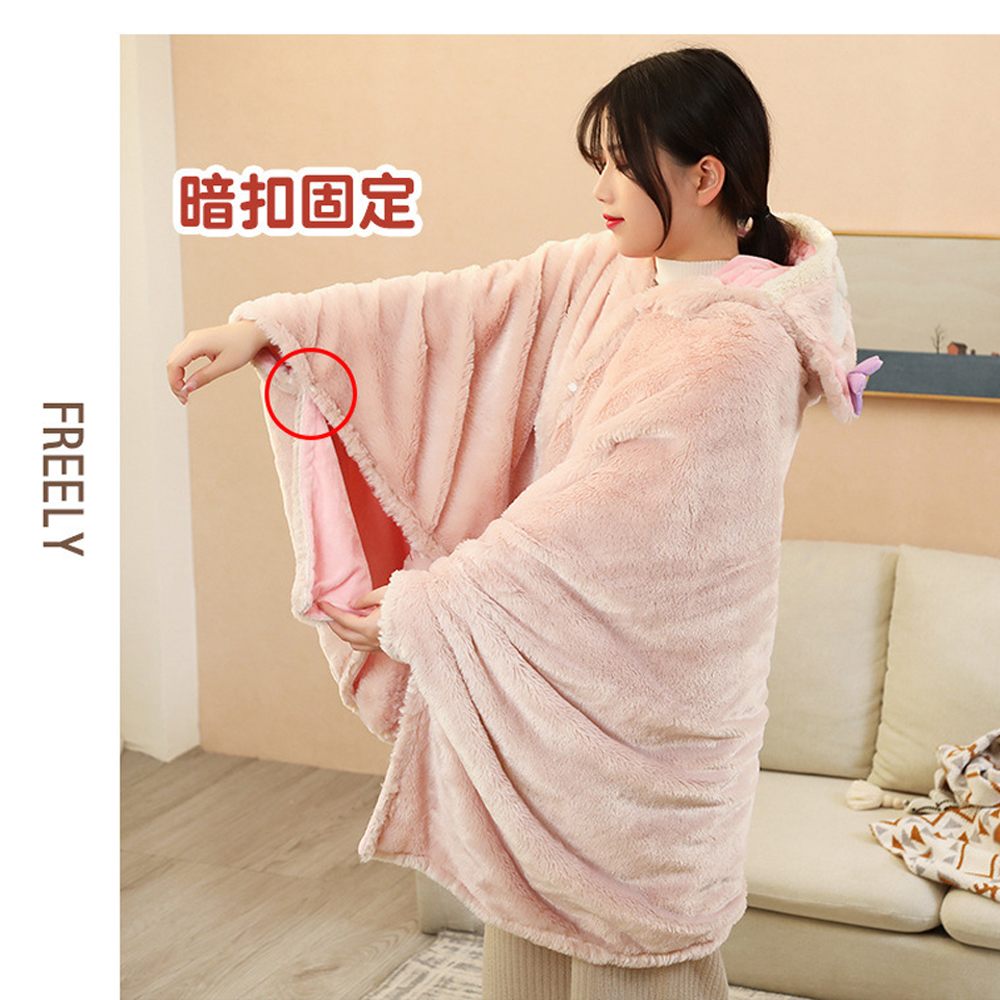 LinaBell Lazy Blanket &ndash; Pink Fox Design, Cozy Home Shawl, Perfect for Gifts & Gift Exchange 🎁, , large