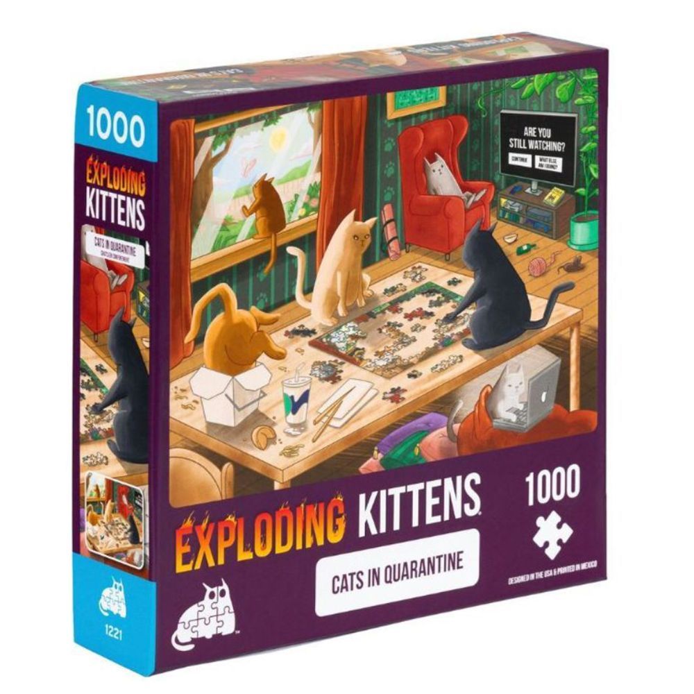 【Asmodee】爆炸貓 1000片拼圖：隔離中的貓 英文版｜Exploding Kittens Puzzle｜爆炸貓拼圖, , large