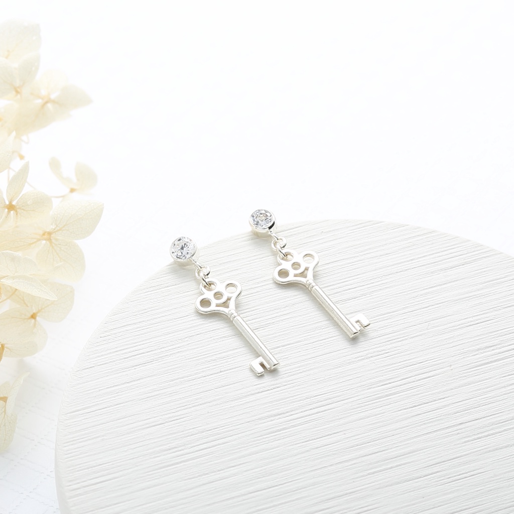 【Angel & Me】Key of love s925 sterling silver earrings (changeable ear clips), , large