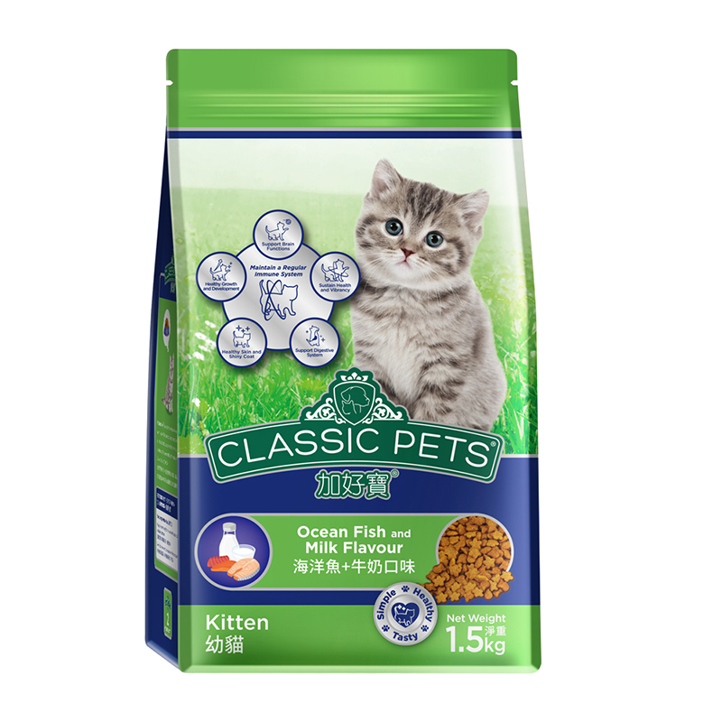 【Classic Pets 加好寶】經典乾貓糧1.5kg*6包-海洋魚＋牛奶口味, , large