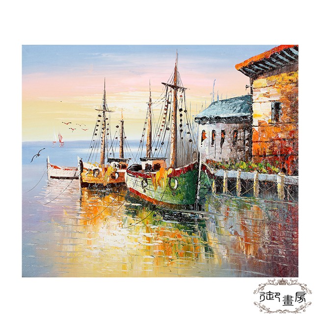 【御畫房】 手繪無框油畫-夕陽無限 50x60cm, , large