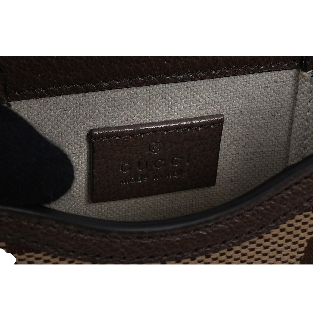 GUCCI Horsebit 1955 Jumbo GG 標誌緹花手機斜背包/棕色, , large