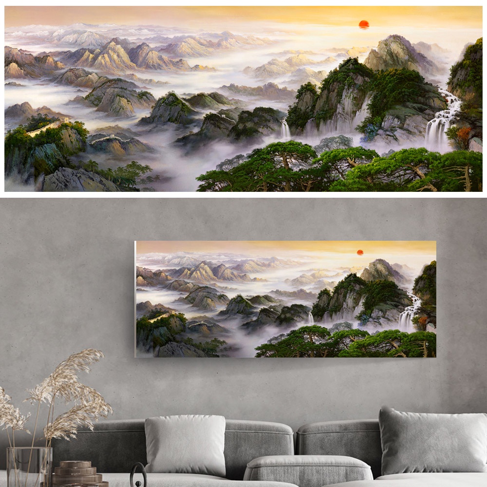 【御畫房】黃山雲海 國家一級畫師手繪油畫60&times;120cm(VF-33), , large