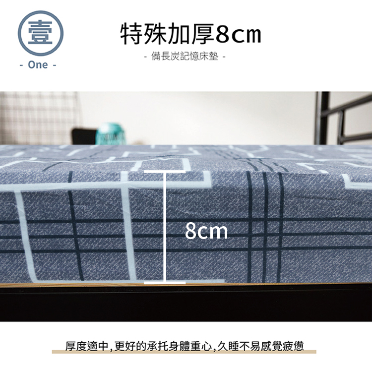 8cm抗菌除臭記憶釋壓床墊-花色隨機, , large