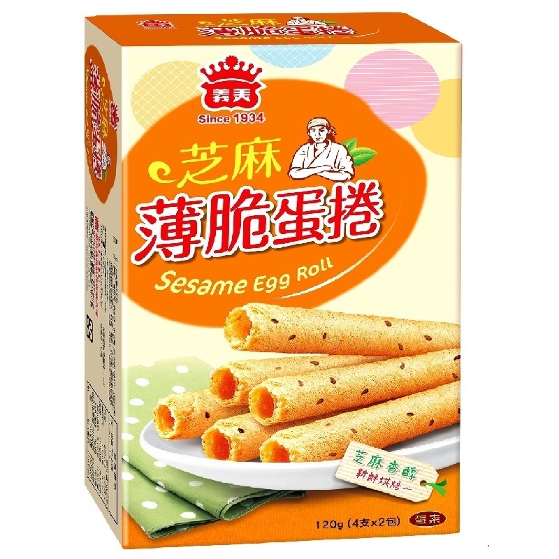 義美薄脆蛋捲(芝麻)120g, , large