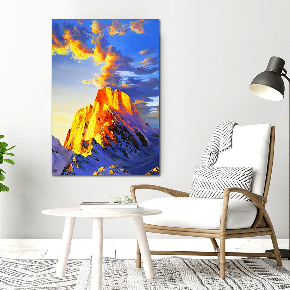 【御畫房】日照金山 國家一級畫師手繪油畫60&times;90cm(VF-101), , large