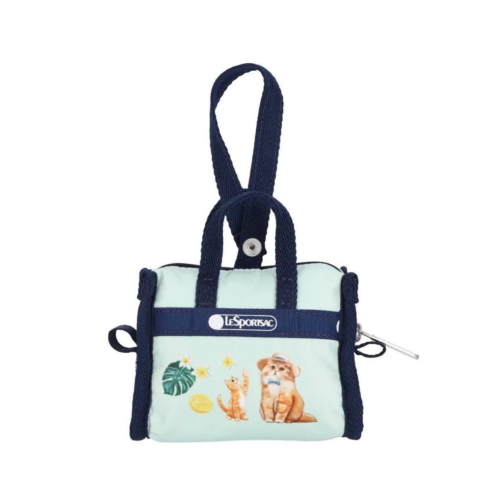 Lesportsac Micro Weekender Charm 小吊掛飾零錢包 收納袋(童趣草帽貓咪)L261-1611N-HF97, , large