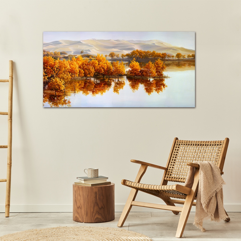 【御畫房】金秋湖畔 國家一級畫師手繪油畫60&times;120cm(VF-119), , large