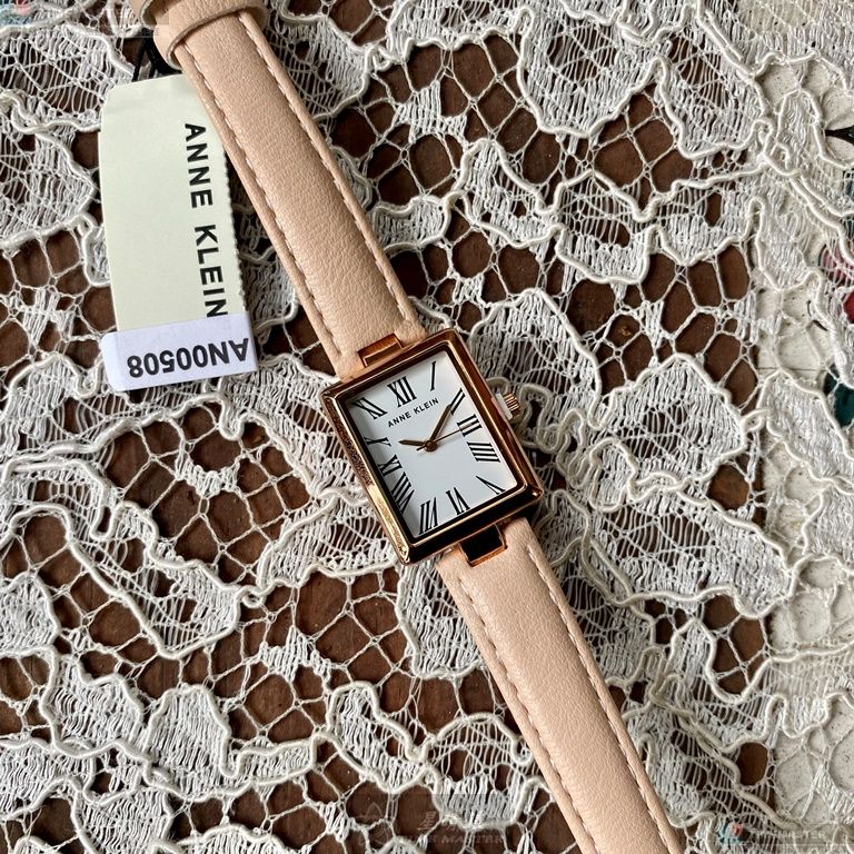 [星晴錶業]AnneKlein手錶,18mm, 22mm,AN00508白色錶面玫瑰金錶殼粉紅真皮皮革錶帶款, , large