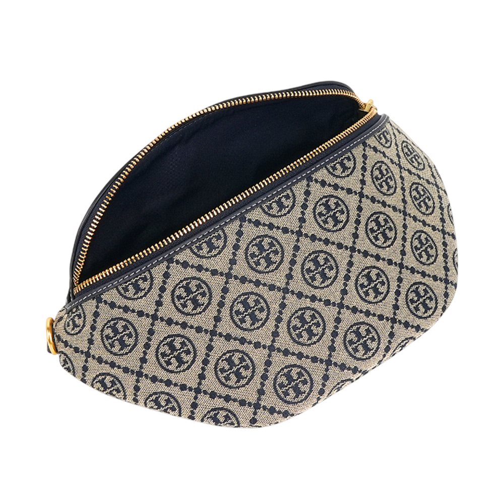 TORY BURCH T Monogram 標誌緹花拉鍊腰包(海軍藍), , large