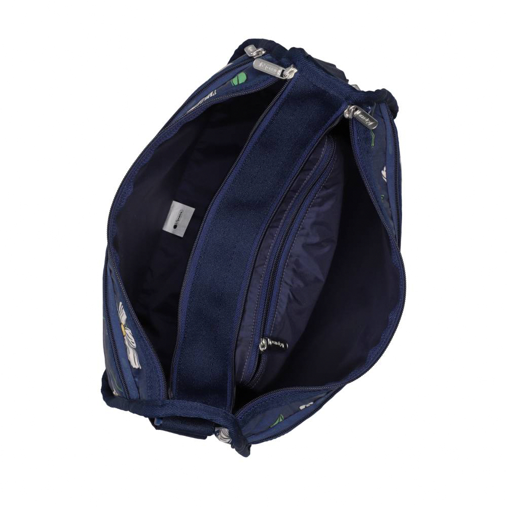 Lesportsac Deluxe Everyday Bag 經典斜背包 側背包 通勤旅行包 女包 男包(海軍藍花卉), , large