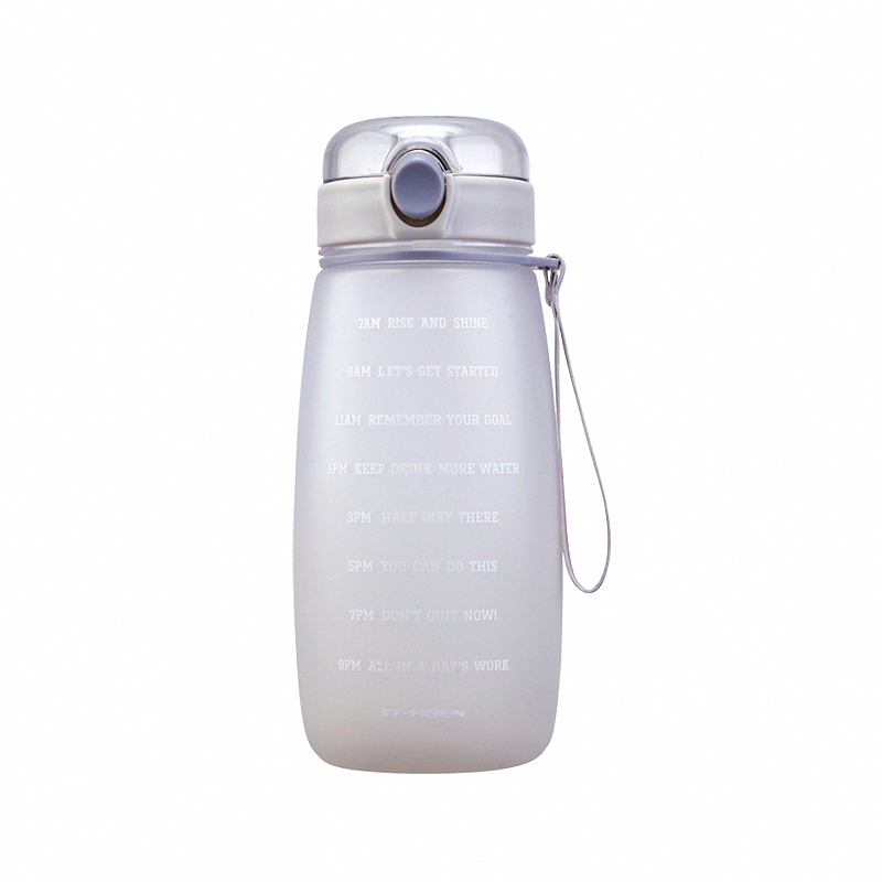 Drinking straw water bottle 1L, 灰色, large