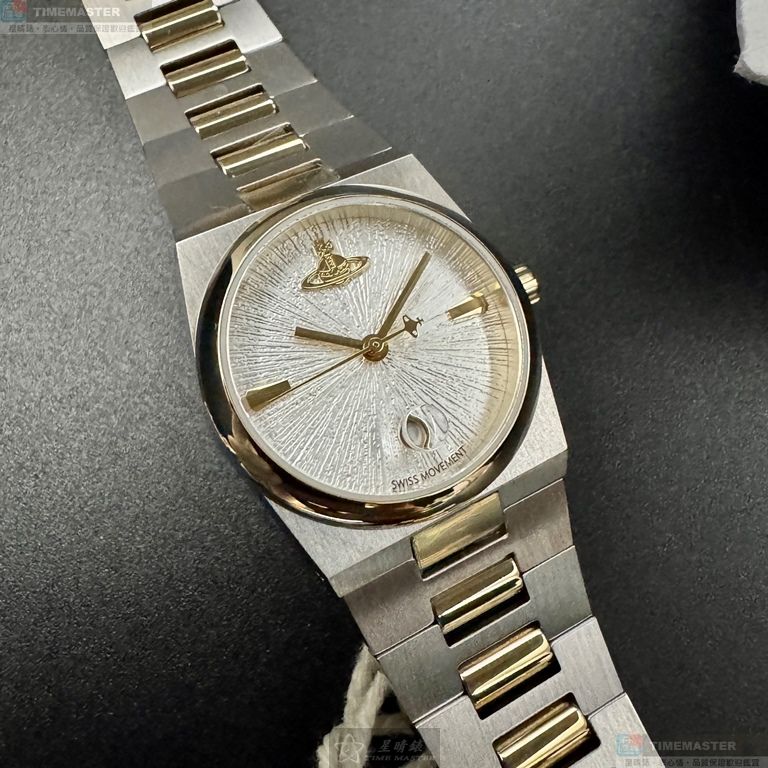 [星晴錶業]Vivienne Westwood手錶,28mm, 32mm,VW30311白金色錶面銀錶殼金銀相間精鋼錶帶款, , large