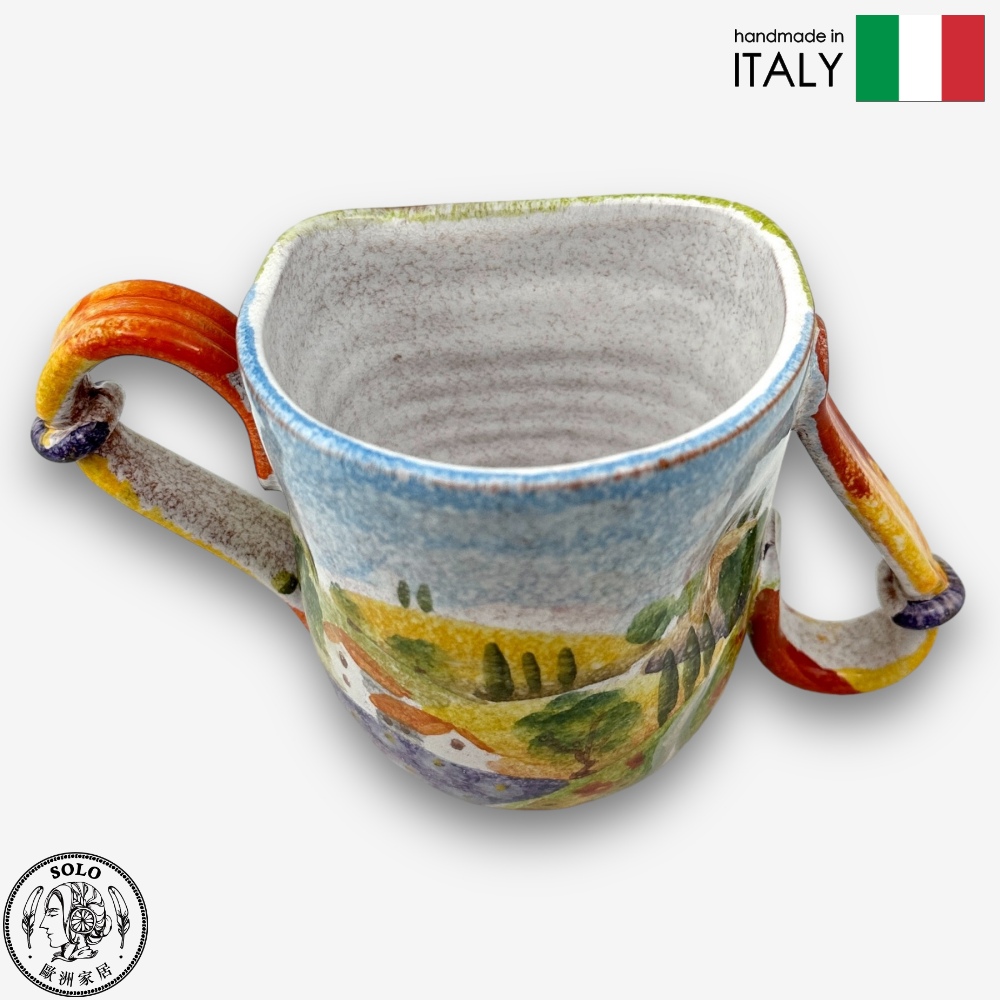 【SOLO Vintage】Modigliani Italian Pottery 350ml Mug Water Cup Coffee Cup Evening Aurora Series Handmade Made in Italy, , large