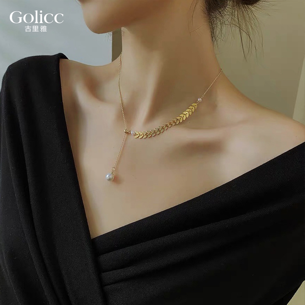 【Gulicc 】古莉可 項鍊 性感麥穗 珍珠吊墬 鎖骨鍊, , large