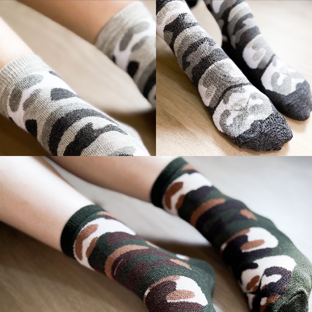 [凱美棉業] 10雙組 迷彩綠 MIT台灣製 純棉透氣迷彩童襪 18-22cm, , large