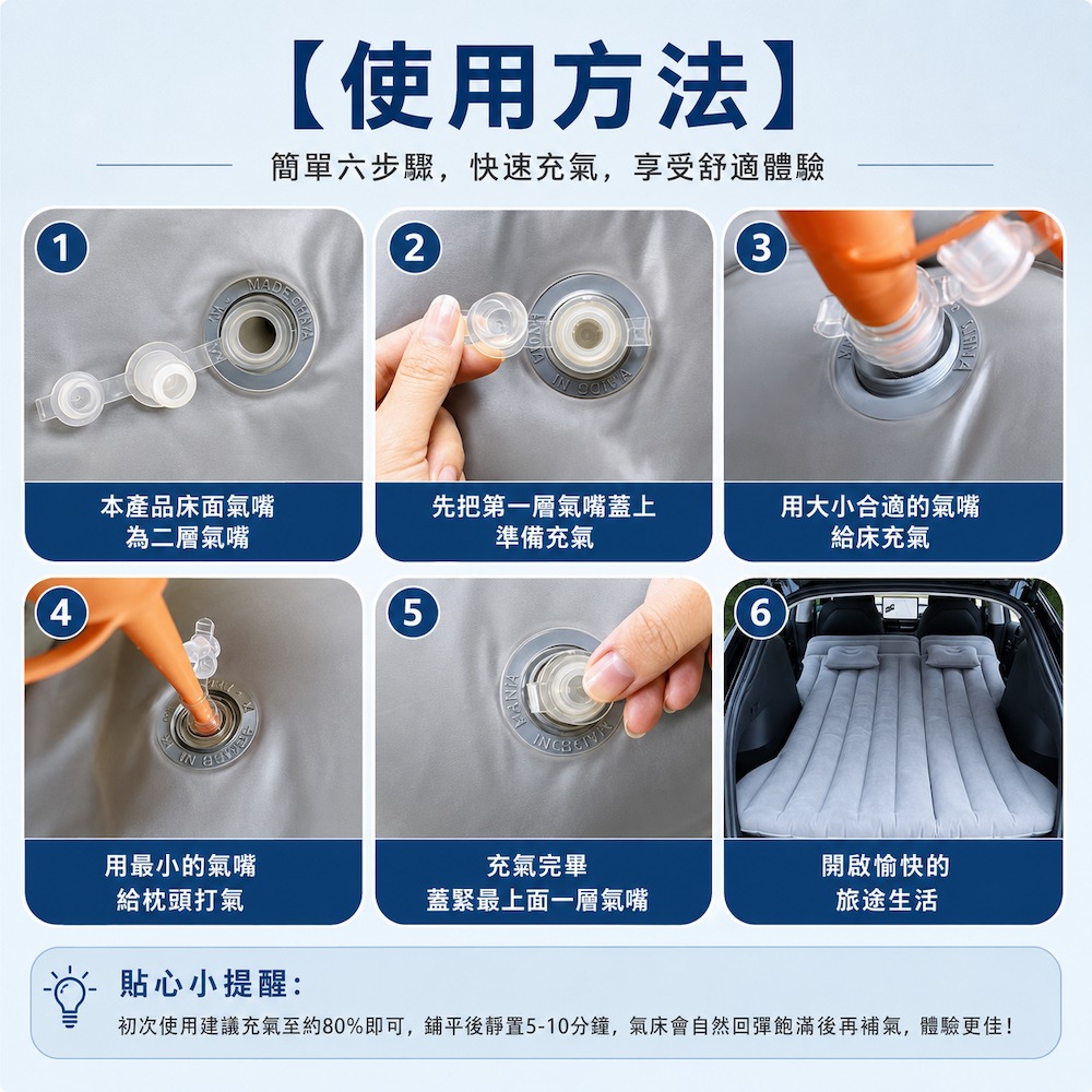 【A&R】雲眠尊享植絨加厚雙人充氣床墊 特斯拉 Model3/Y專用款 任選, , large