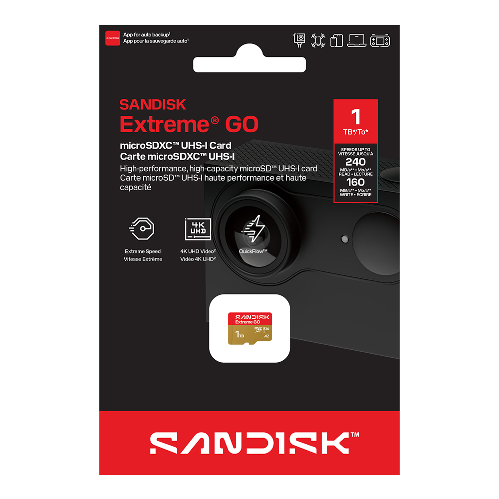 【SanDisk】Extreme GO 1TB microSDXC A2 U3 UHS-I V30 4K 記憶卡, , large