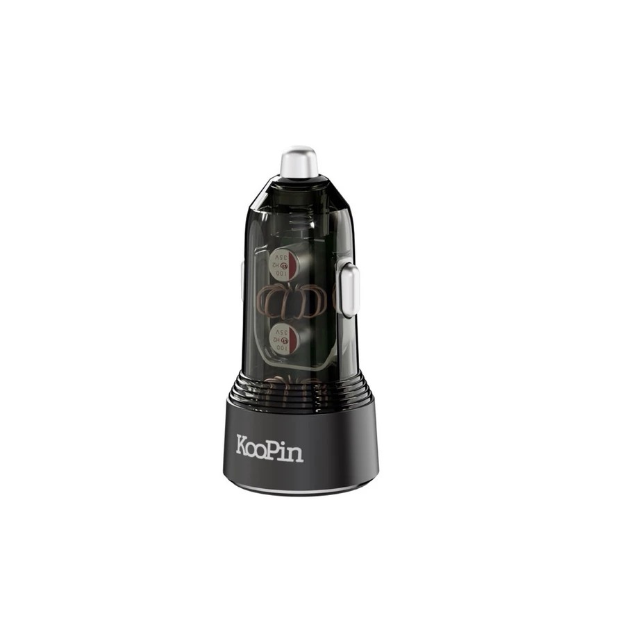 【KooPin】65W 雙TypeC 車充 PD/QC 鋁合金 工業風 快充車用充電器 台灣製造 快衝車充 車用充電頭, , large