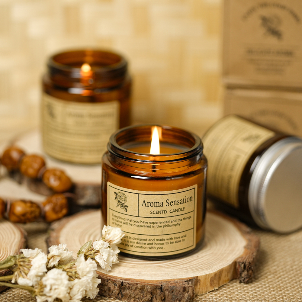 Premium Home [Glass Jar Scented Candle with Twist Lid] Indoor Fragrance, Aromatherapy Lamp, Wax Melting, Essential Oils, Relaxing, Soothing, , large