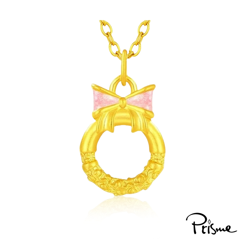 【Prisme Gold】黃金項鍊 蝴蝶結平安扣 鍊墜項鍊 (金重:約0.07錢&plusmn;0.03), , large