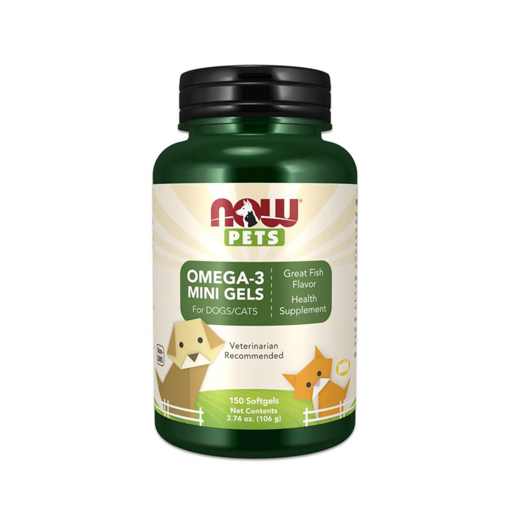 摩達客 美國進口 NOW娜奧寵物魚油Omega-3迷你軟膠囊150顆/瓶｜貓狗營養保健, , large