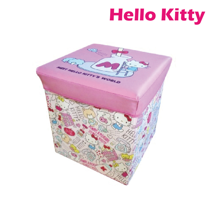 【Hello Kitty】 KT摺疊收納箱 (多款) #收納椅 玩具/衣服/可當椅子 正方形, , large