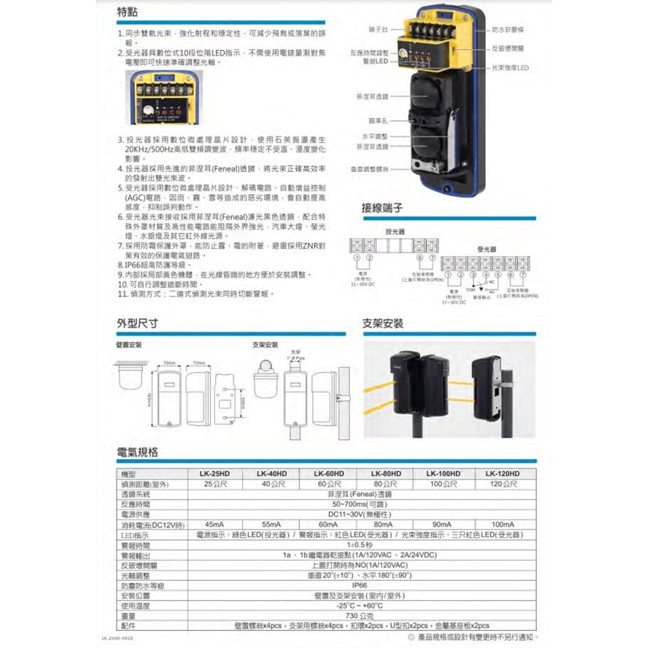昌運監視器 Garrison LK-25HD 25M 雙軌紅外線偵測器 10段位階LED指示, , large