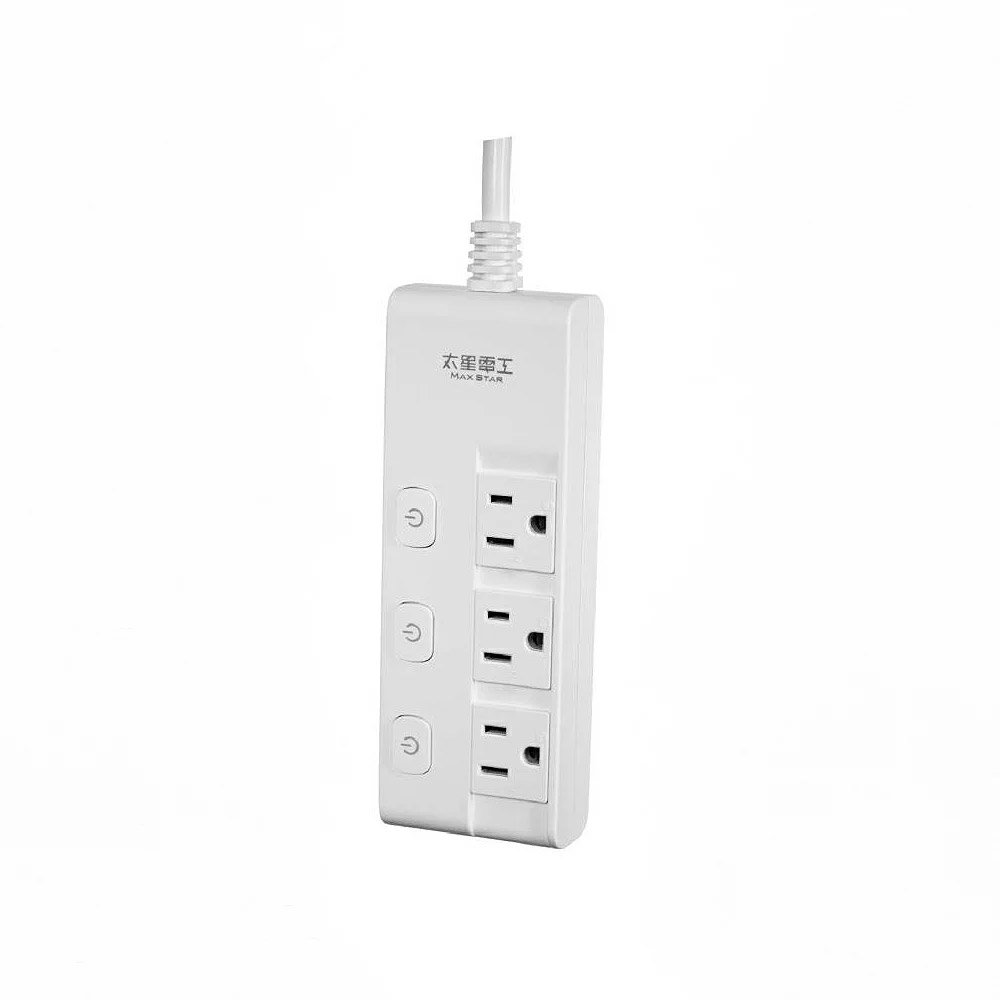 MAX STAR 太星電工 蓋安全四開 三插 滑蓋 電腦線 3P 6尺  3條/組  MX306  (OCJ43306), , large
