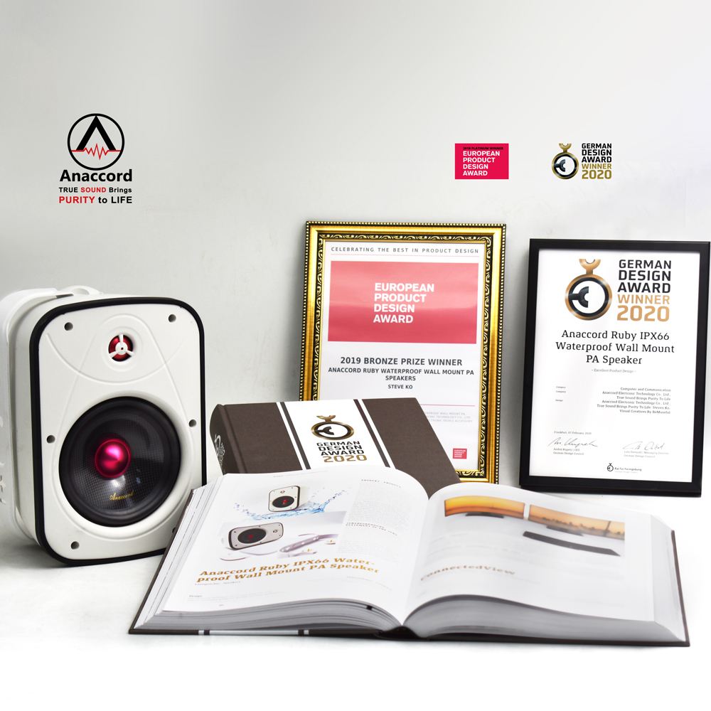Anaccord雅那歌音響 DC-01-B6-T 6inch RUBY  IPX66 waterproof desktop wall mount speakers 30w 1pair, , large