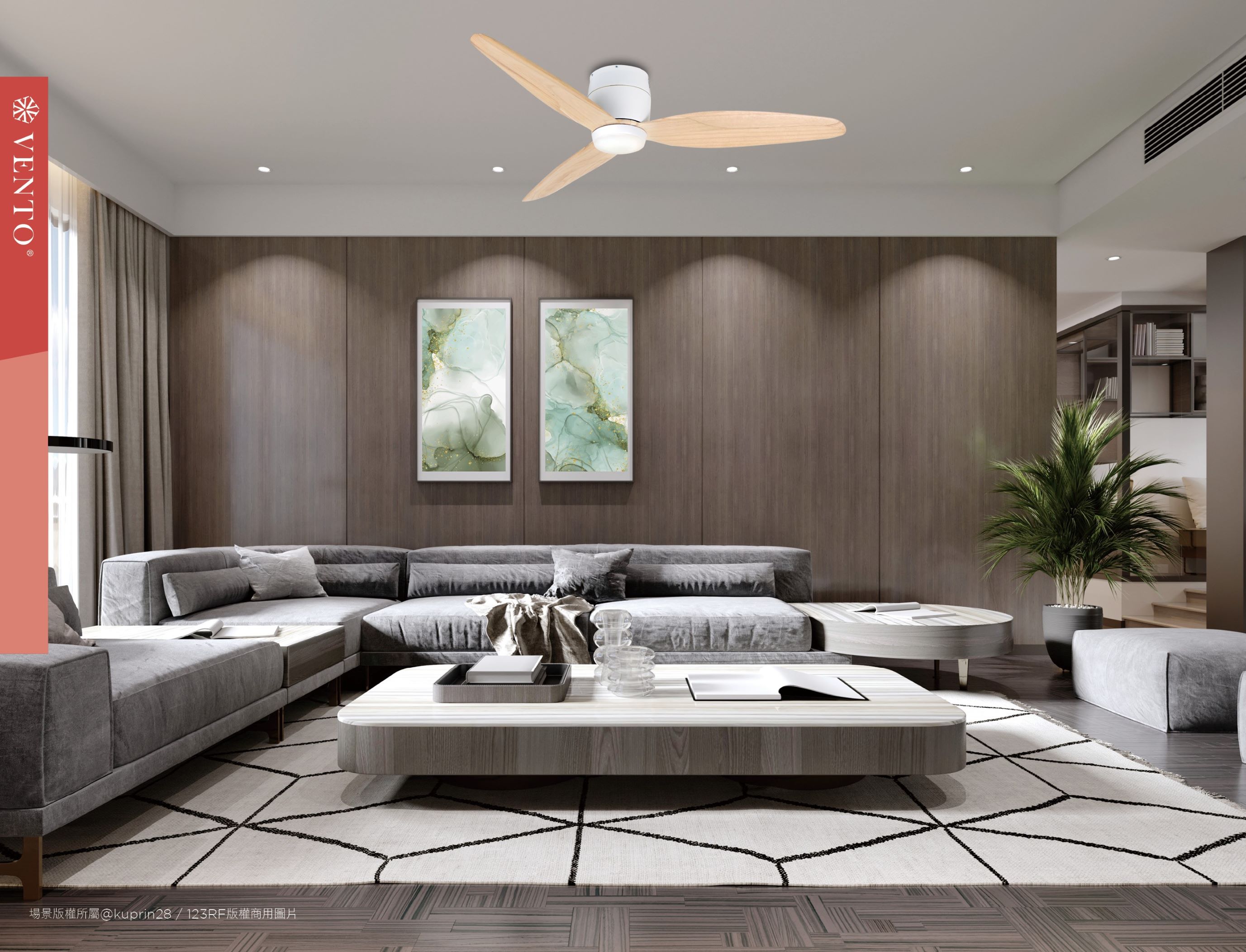【VENTO】 SAMARA 36"-DC simple ceiling fan with wooden blades, , large