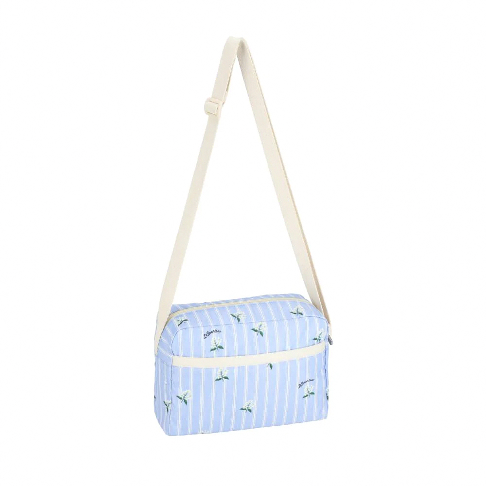 Lesportsac Daniella Crossbody 拉鍊斜背包 側背包 通勤隨身包 送禮 禮物 推薦 女包(茉莉花條紋), , large