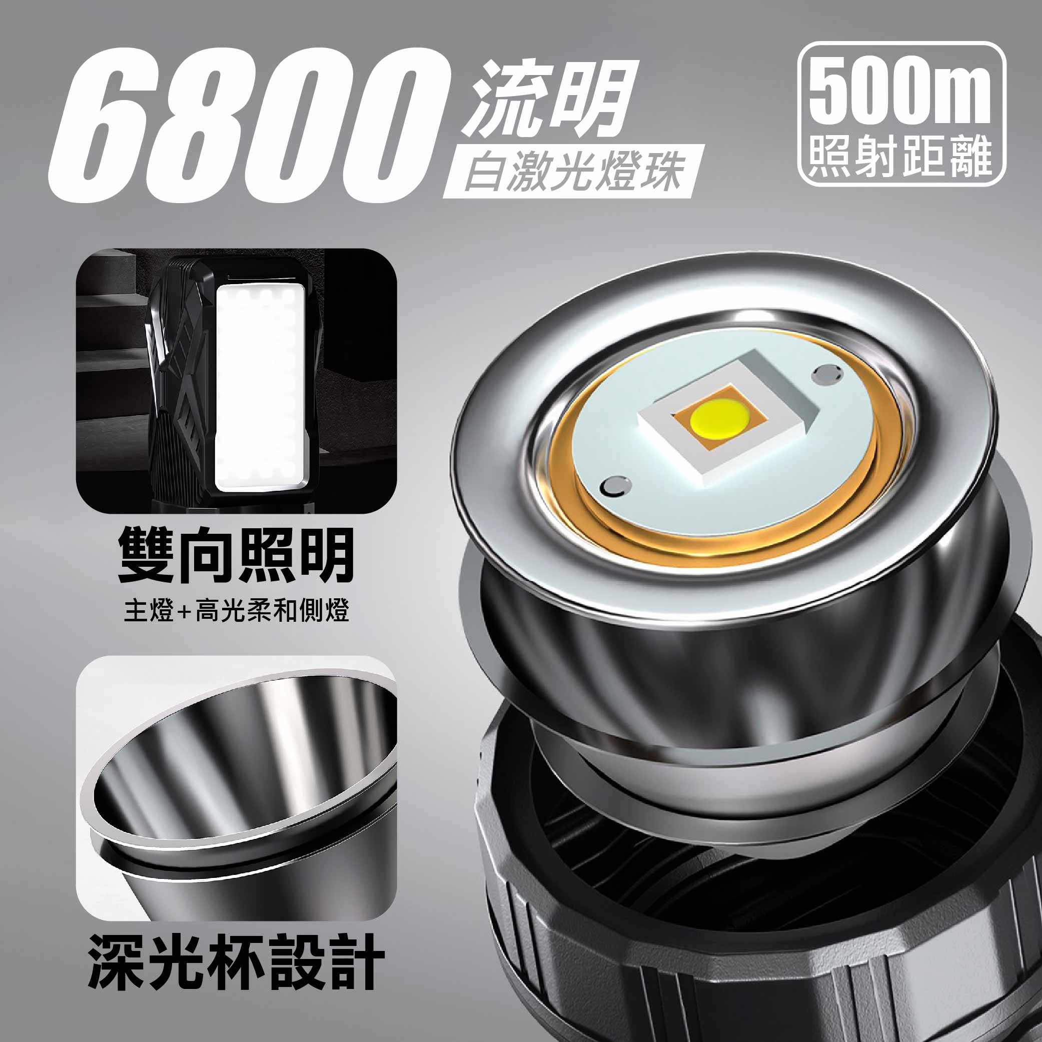100W強光探照燈手電筒, , large