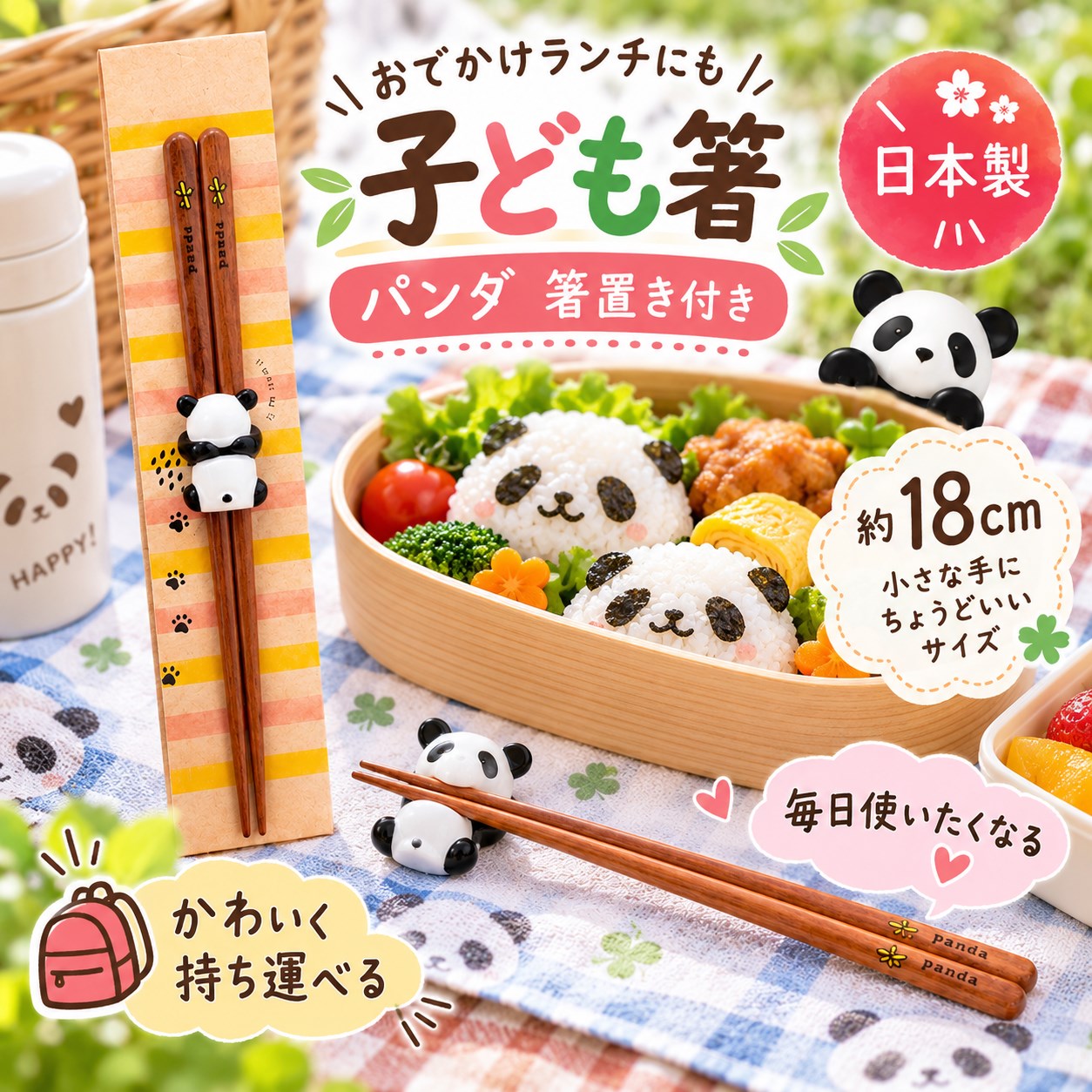 【HIYASU日安工坊】日本兒童箸-熊貓 附筷架, , large