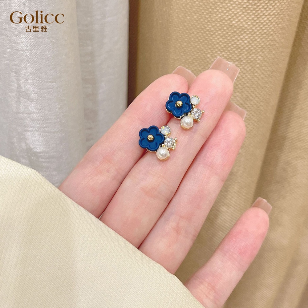 【Gulicc】古莉可 耳環 法式克萊茵蘭花朵小巧耳釘, , large