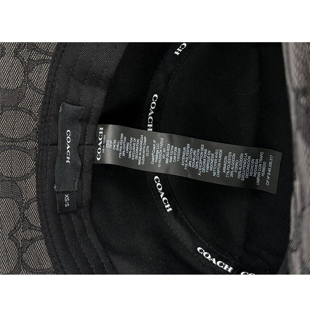 COACH 滿版CC Logo 緹花布漁夫帽 XS-S/炭灰色, , large